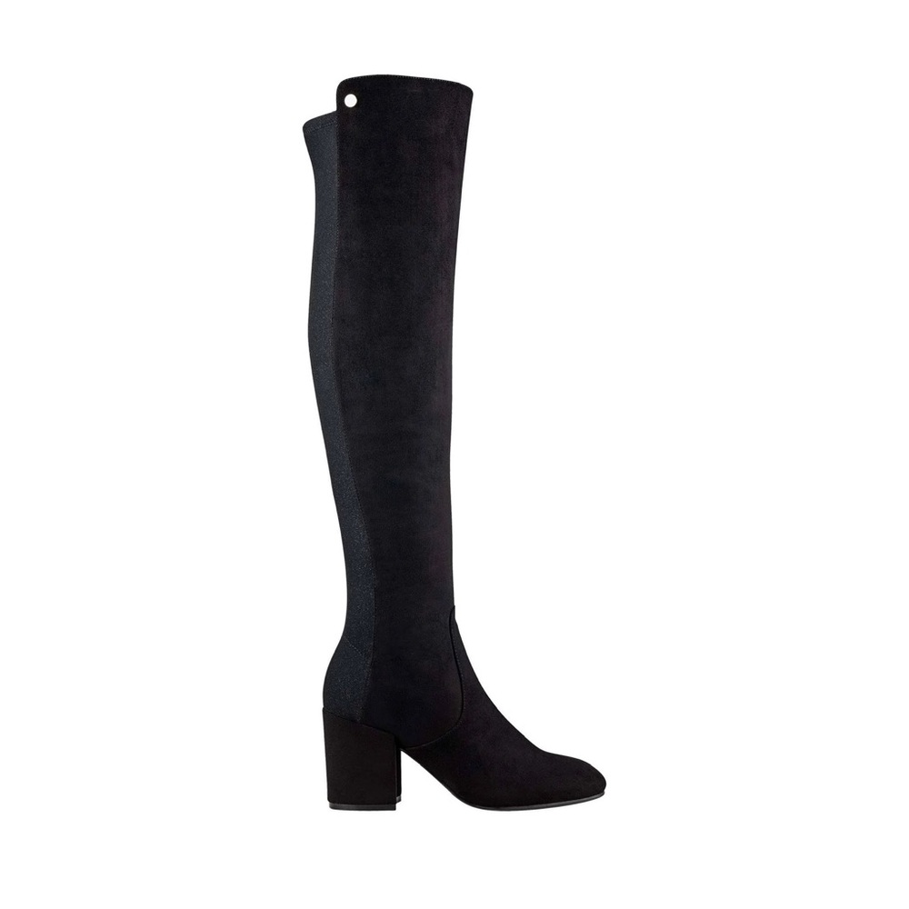 Marc Fisher Ramata Black Over The Knee Boots Stretch Faux Suede Block Heel 8